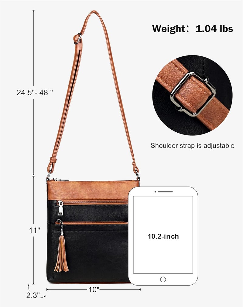 MASINTOR Crossbody Purses for Women, Multi Pocket Casual Crossbody Bag, Adjustable Strap Shoulder Bag with Tassel - Image 4